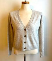 Intermix Cashmere Button Down Long Sleeve Cardigan Size P Oatmeal Heather XS