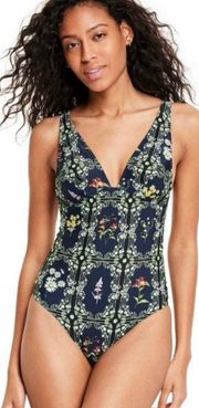 NWT  x Target Dainty Floral Tile Print Cheeky One Piece Swimsuit XS