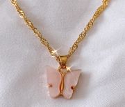 Light Pink Butterfly Necklace