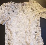 Roz & Ali crochet & zipper detail shirt white size small