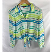 Vince Camuto Striped Button Down Tie Bottom Top Size PS