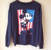 Disney Mickey Mouse American Flag Sweatshirt Navy Blue Sz Small  Americana