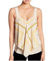 10 Crosby Derek Lam Silk Animal Print Tier Handkerchief Tank Top in Taupe/Gold