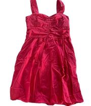 Express Dress Womens 10 Pink Sweetheart Neck Sleeveless Side Zip Mini Cotton