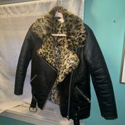 H&M Leopard Aviator Coat