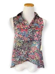 NWT Womens Hot & Delicious Floral Open Back Sleeveless Top - Sz S