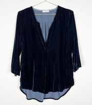 CP Shades X Mill Valley Mercantile Blue Gray Velvet Silk Blend VNeck Tunic Small