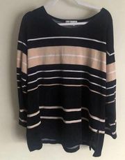 DressBarn Woman Soft Velvet Velour Top Relaxed Fit Sz 14/16 Striped