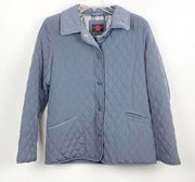 GALLERY Periwinkle Quilted Lined Interior Exterior Pocket Jacket, Size Medium