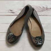 Tory Burch Minnie Travel Ballet Flats In Gunmetal