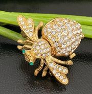 Vintage JOAN RIVERS Crystal Pave Queen Bee Watch Brooch