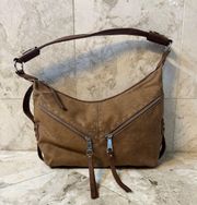 Brown Faux Suede Studded Bag