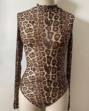 Leopard Mock Neck Full bottom Bodysuit