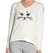 Free Press Kitten Face Long Sleeve Lounge Med NWT