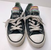 Converse Black Low Top Sneakers with Multi-color Tongues Size 7