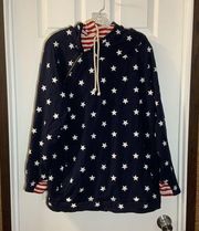 Vanilla Bay Navy/Red Stars/Stripes Asymmetrical Neck Hoodie 1XL