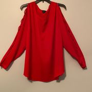 Red Long Sleeve Blouse with Cut Outs on Sleeves Rue21 +