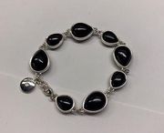 Signed Jones New York Costume Bracelet - Silver Tone / Black