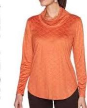 Ruby Rd long sleeve casual embroidered orange turtleneck top NEW ladies medium