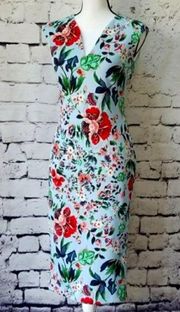 New York & Co Floral Dress Blue Size Large