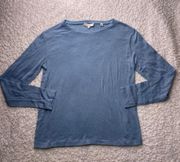 Light Blue Cotton Relaxed Long Sleeve Drop Shoulder Top Shirt S