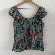 Marc Jacobs 100% Silk Art to Wear Multi Color Top Blouse Large