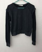 T Alexander Wang Gray Black Cropped Sweatshirt