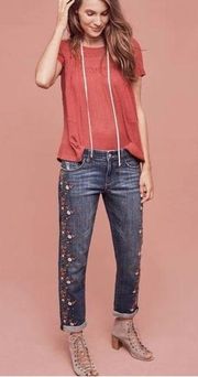 Pilcro Anthropologie Floral
Embroidered Hyphen Straight Jean Sz 27