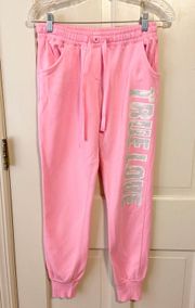 true love bright pink joggers sweatpants