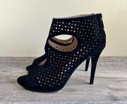 Anne Michelle Rapture Black laser Cutout Stiletto Heel Bootie - Size 9