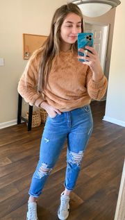 NWT Faux Fur Tan Comfy Crop Pullover