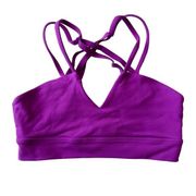 Lorna Jane Sports Bra Womens Purple XS V Neck Strappy Crossback Solid Athleisure