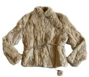 Wilson’s Leather Wilsons Genuine Vintage Leather Maxima Real Fur Jacket Coat Tan Medium