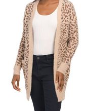 Jessica Simpson Long Sleeve Eyelash Leopard Print Open Front Cardigan Size XS