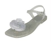 New! Jeffrey Campbell FLEURISSE Clear Silver Glitter Jelly Sandals