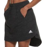 ADIDAS Heathered French Terry High Low Skirt Black Drawcord Mini Hi-Lo Small