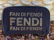 Fendi Fan Di Fendi Perfumes Black with Gold Lettering Cosmetic Bag/Clutch. EUC!