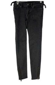 AllSaints Women's Mast Black Denim Ankle Zip Jeans Size 26