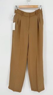 NEW Aritzia Wilfred Effortless High Waisted Wide Leg Pants Tan Cognac Women's 6