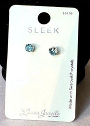 NWT Swarovski Crystal Blue solitaire earrings. Laura Janelle Cousin SLEEK stud 2