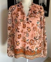 Joie  Peach Floral Bohemian Blouse