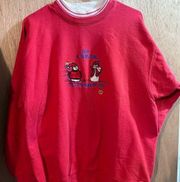 Vintage Hug A Snowman Christmas Holiday Crewneck In Red Size Large