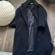 Faux Fur Long Coat Teddy Black