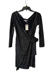 Luxxel Dress Size Medium Black With Sparkles Gown Cocktail Womens Stretch