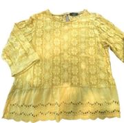 CHERISH Yellow Italian Lace Peplum Blouse