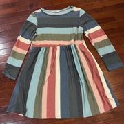 Long sleeve soft beautiful colors striped knit dress with pockets size medium