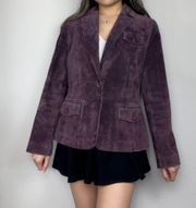 Petite Plum Purple Suede Leather Blazer Coat Jacket