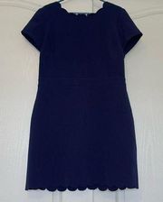 Maison Jules Navy Scallop Trim Dress Size 14