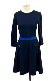 Hobbs London Gina Ponte Jersey Dress Navy Blue Size US 4