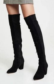 Splendid Poet Black Suede Leather Pointed-Toe Over the Knee Boots Size 6.5